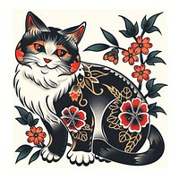 Tattoo illustration of a cat graphics pattern animal.