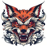 Tattoo illustration of a fox mask person emblem symbol.