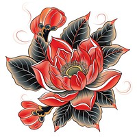 Tattoo illustration of tsubaki flower graphics dynamite weaponry.