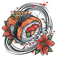 Tattoo illustration of a sushi illustrated graphics pattern.