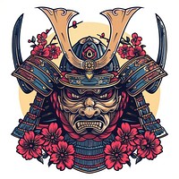 Tattoo illustration of a samurai person human skin.
