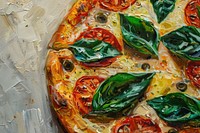 Close up on pale pizza frittata food art.