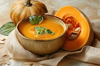 Close up on pumpkin soup vegetable produce plant.