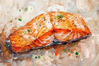 Close up on pale oven-baked salmon seafood.