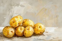Close up on pale potatoes au gratain painting vegetable produce.