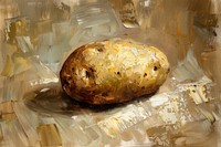 Close up on pale baked potato painting vegetable produce.