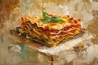 Close up on pale lasagna pasta pizza food.