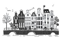 Amsterdam drawing transportation illustrated.