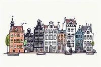 Amsterdam drawing doodle illustrated.