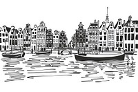 Amsterdam drawing transportation illustrated.