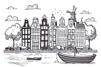 Amsterdam drawing doodle transportation.