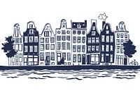 Amsterdam drawing neighborhood architecture.