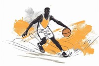 Basketball player drawing illustrated person.