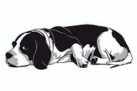 Beagle dog drawing illustrated stencil.