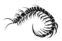 Centipede illustrated stencil drawing.