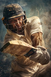 Cricket player hitting ball photography clothing portrait.
