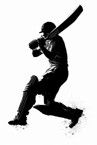 Cricket player silhouette sports baseball.