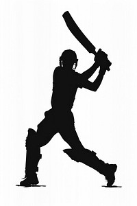 Cricket player silhouette clothing footwear.