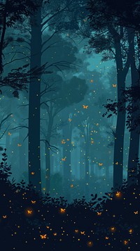 Fireflies in the forest invertebrate vegetation astronomy.