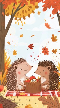 Laughing hedgehogs having a picnic animal mammal person.