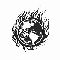 Earth on fire logo emblem symbol.
