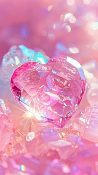 Pink heart shaped crystal symbol love heart symbol.