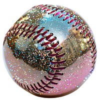 Glitter baseball ball sticker clothing apparel hardhat.