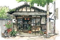 Japan coffee shop city art architecture.