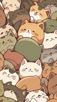 Chubby cat pattern art sleeping cartoon.