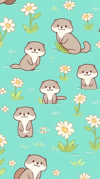 Cute otter pattern fullframe wildlife cartoon animal.