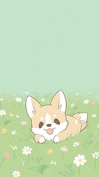 Cute corgi pattern fullframe cartoon blossom flower.