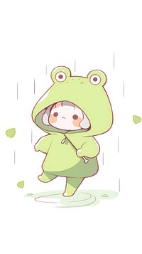 Frog in rainy day clothing apparel cartoon.