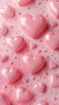 3d hearts pink background dessert symbol cream.