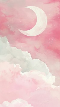 Moon pink sky astronomy outdoors nature.