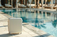 Travel luggage pool suitcase baggage.