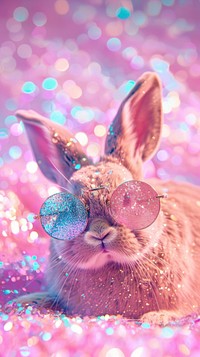 Pink rabbit glasses photo glitter animal mammal.