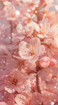 Pink sakura drop photo chandelier outdoors blossom.