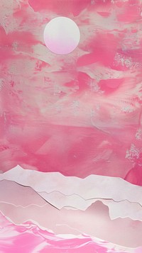 Pink sky paper painting outdoors.