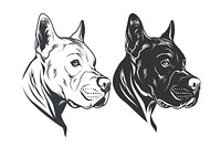 Pitbull dog illustrated stencil drawing.