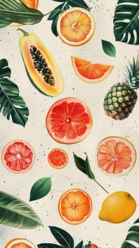 Wallpaper tropical fruits grapefruit pineapple produce.