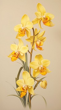 Wallpaper yellow orchid daffodil blossom flower.