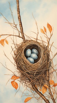 Wallpaper bird nest plant food egg.