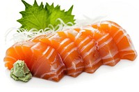 Salmon sashimi ketchup seafood.