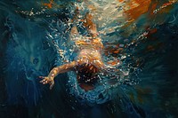 Swimmer recreation swimming painting.