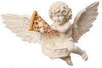 Cupid Greek sculpture eating pizza archangel person human.