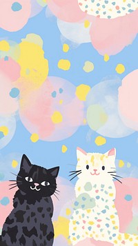 Cute anime summer cats art pattern animal.