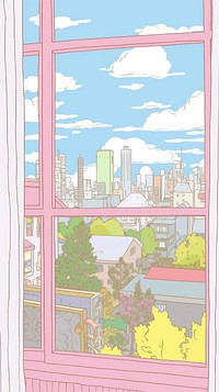 Japan anime window view publication comics book.