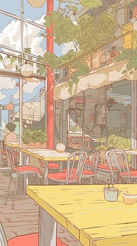 Japan anime cafe publication restaurant cafeteria.