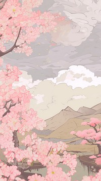 Japan anime cherry blossom art painting flower.