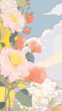 Japan anime flowers art painting graphics.